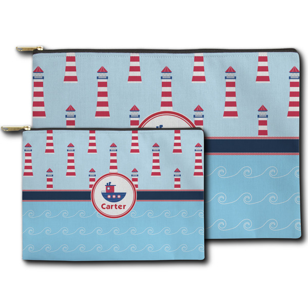 Light House & Waves Zippered Pouches - Size Comparison