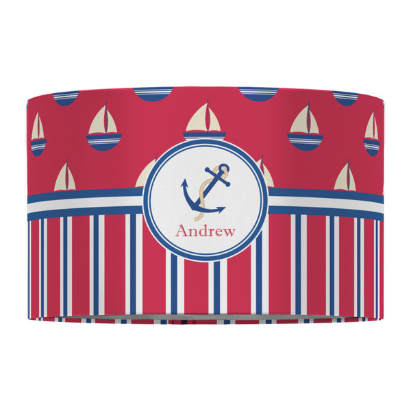 Sail Boats & Stripes 12" Drum Lampshade - FRONT (Fabric)