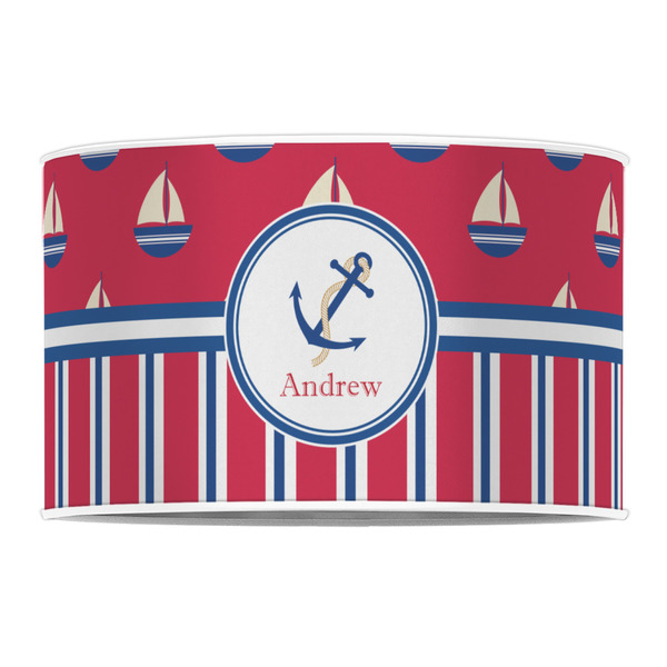Sail Boats & Stripes 12" Drum Lampshade - FRONT (Poly Film)