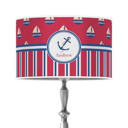 Sail Boats & Stripes 12" Drum Lamp Shade - Poly-film (Personalized)