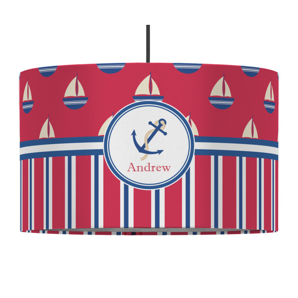 Sail Boats & Stripes 12" Drum Lampshade - PENDANT (Fabric)
