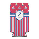 Sail Boats & Stripes Can Cooler (tall 12 oz) (Personalized)