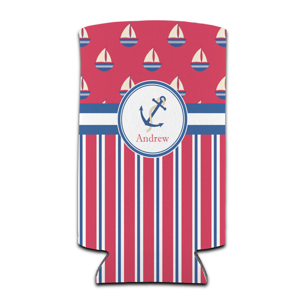 Custom Sail Boats & Stripes Can Cooler (tall 12 oz) (Personalized)