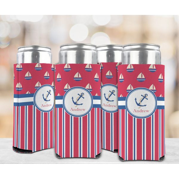 Sail Boats & Stripes 12oz Tall Can Sleeve - Set of 4 - LIFESTYLE