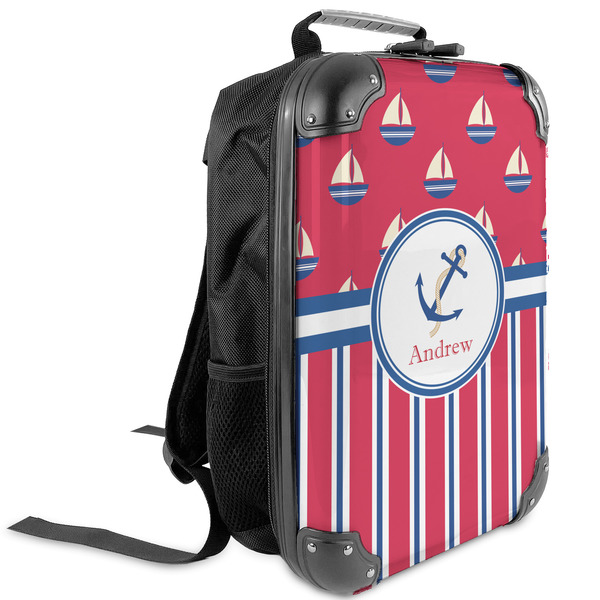 Custom Sail Boats & Stripes Kids Hard Shell Backpack (Personalized)
