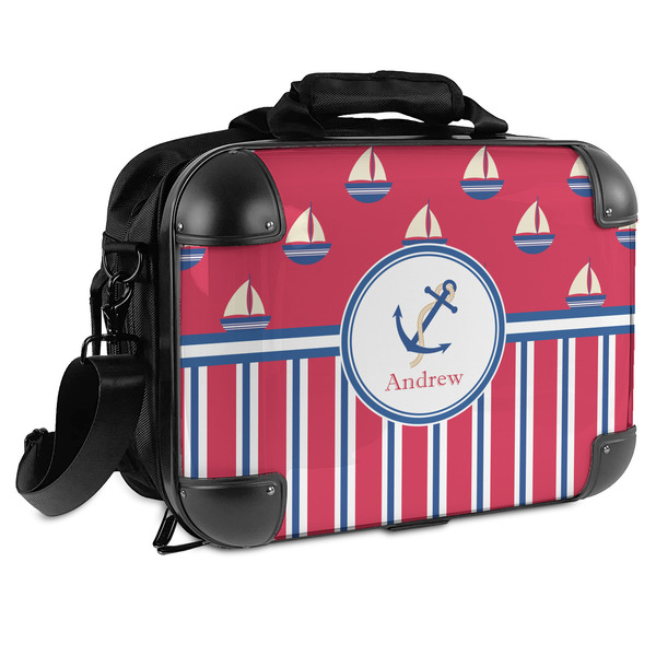 Custom Sail Boats & Stripes Hard Shell Briefcase - 15" (Personalized)