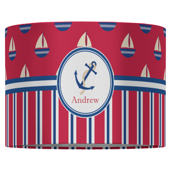 Sail Boats & Stripes 16" Drum Lampshade - FRONT (Fabric)