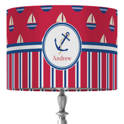 Sail Boats & Stripes 16" Drum Lamp Shade - Fabric (Personalized)