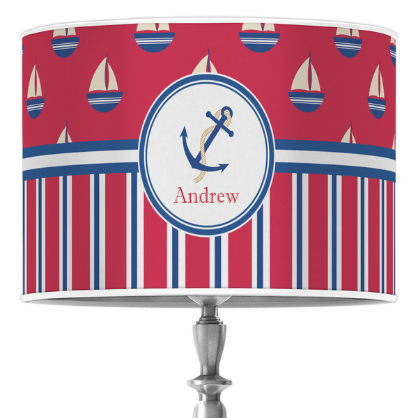 Custom Sail Boats & Stripes 16" Drum Lamp Shade - Poly-film (Personalized)