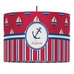 Sail Boats & Stripes 16" Drum Pendant Lamp - Fabric (Personalized)