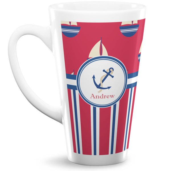 Custom Sail Boats & Stripes Latte Mug (Personalized)