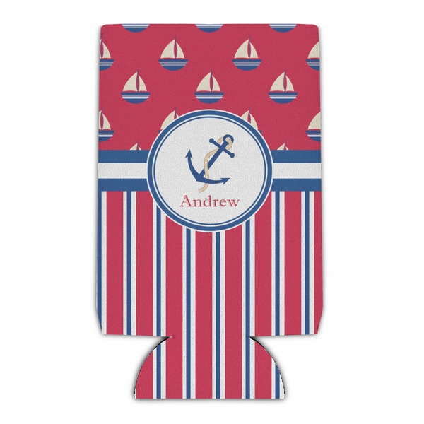 Custom Sail Boats & Stripes Can Cooler (16 oz) (Personalized)