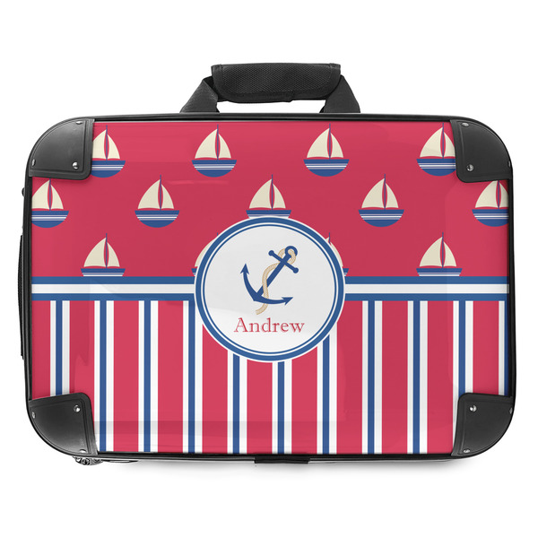 Custom Sail Boats & Stripes Hard Shell Briefcase - 18" (Personalized)