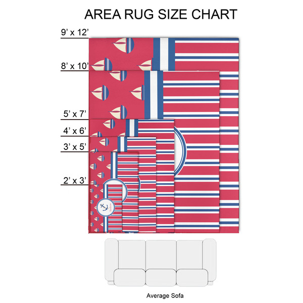 Sail Boats & Stripes 2'x3' Indoor Area Rugs - Size Chart