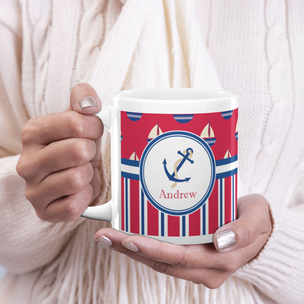 Sail Boats & Stripes 20oz Coffee Mug - LIFESTYLE