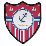 Sail Boats & Stripes Iron On Shield Patch B w/ Name or Text
