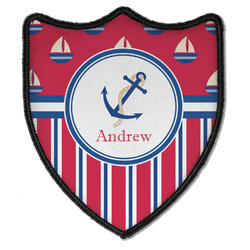 Sail Boats & Stripes Iron On Shield Patch B w/ Name or Text