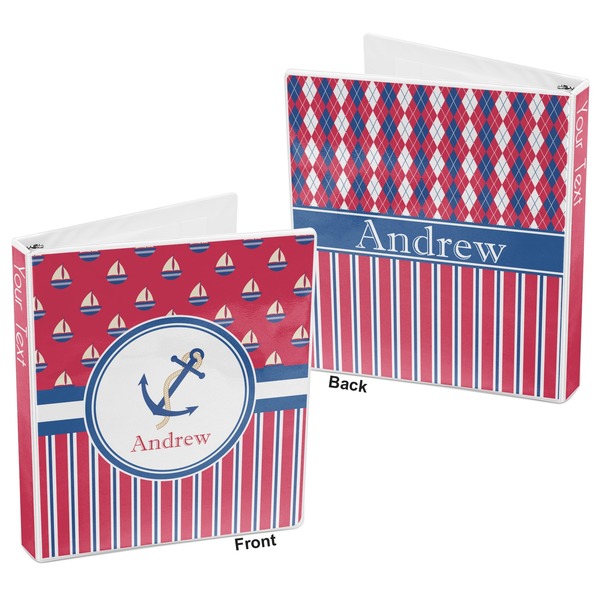 Sail Boats & Stripes 3-Ring Binder Front and Back