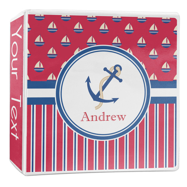 Custom Sail Boats & Stripes 3-Ring Binder - 2 inch (Personalized)