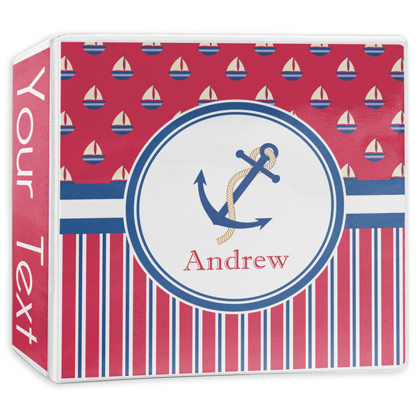Custom Sail Boats & Stripes 3-Ring Binder - 3 inch (Personalized)