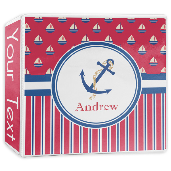 Custom Sail Boats & Stripes 3-Ring Binder - 3 inch (Personalized)