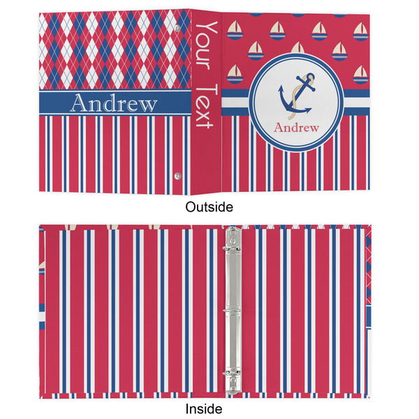 Sail Boats & Stripes 3 Ring Binders - Full Wrap - 1" - APPROVAL