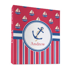 Sail Boats & Stripes 3 Ring Binder - Full Wrap - 1" (Personalized)