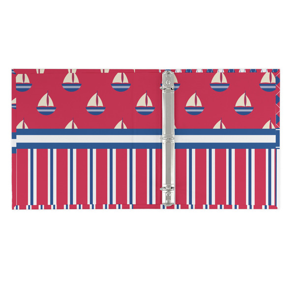 Sail Boats & Stripes 3 Ring Binders - Full Wrap - 1" - OPEN INSIDE