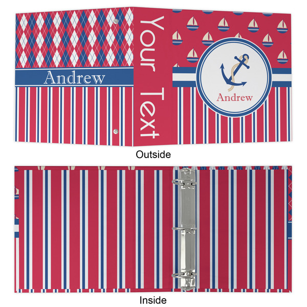 Sail Boats & Stripes 3 Ring Binders - Full Wrap - 2" - APPROVAL