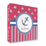 Sail Boats & Stripes 3 Ring Binder - Full Wrap - 2" (Personalized)