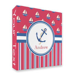 Sail Boats & Stripes 3 Ring Binder - Full Wrap (Personalized)