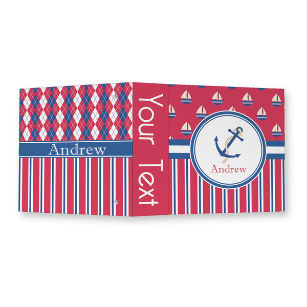 Sail Boats & Stripes 3 Ring Binders - Full Wrap - 2" - OPEN OUTSIDE