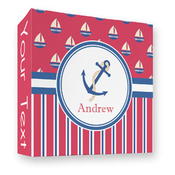 Sail Boats & Stripes 3 Ring Binder - Full Wrap - 3" (Personalized)