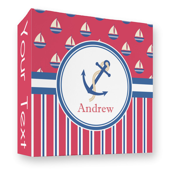 Sail Boats & Stripes 3 Ring Binders - Full Wrap - 3" - FRONT