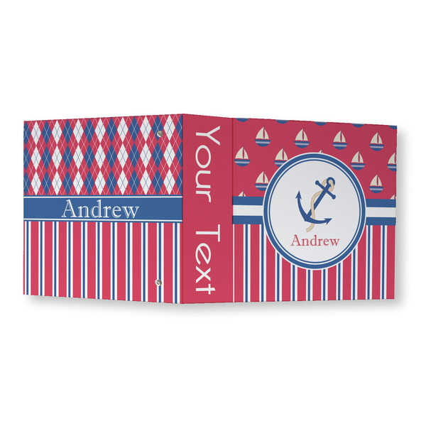 Sail Boats & Stripes 3 Ring Binders - Full Wrap - 3" - OPEN OUTSIDE