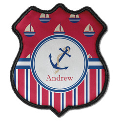 Sail Boats & Stripes Iron On Shield Patch C w/ Name or Text