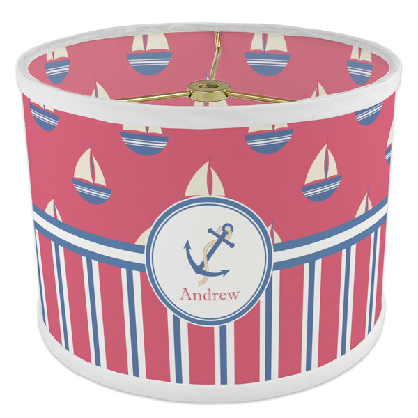Sail Boats & Stripes 8" Drum Lampshade - ANGLE Poly-Film