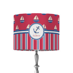 Sail Boats & Stripes 8" Drum Lamp Shade - Fabric (Personalized)