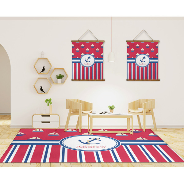 Sail Boats & Stripes 8'x10' Indoor Area Rugs - IN CONTEXT