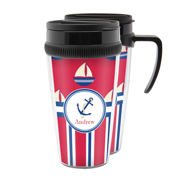 Custom Sail Boats & Stripes Acrylic Travel Mug (Personalized)