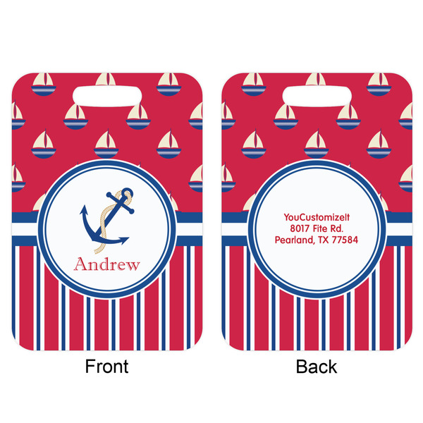 Sail Boats & Stripes Aluminum Luggage Tag (Front + Back)