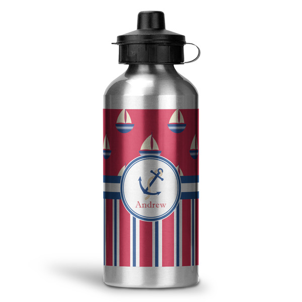 Custom Sail Boats & Stripes Water Bottles - 20 oz - Aluminum (Personalized)
