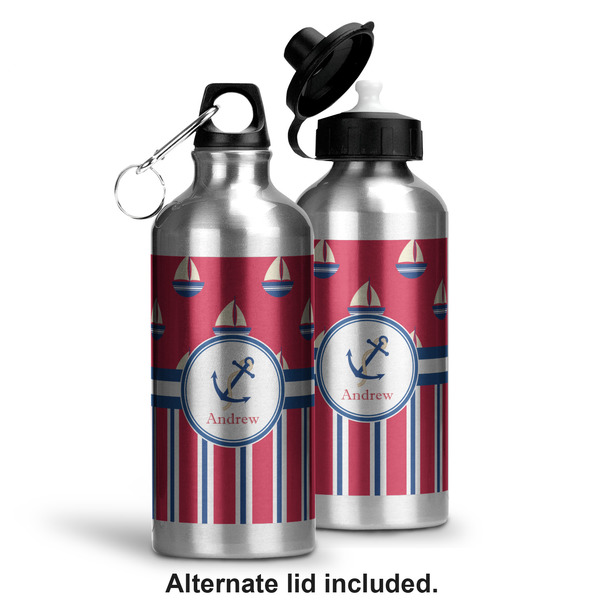 Sail Boats & Stripes Aluminum Water Bottle - Alternate lid options