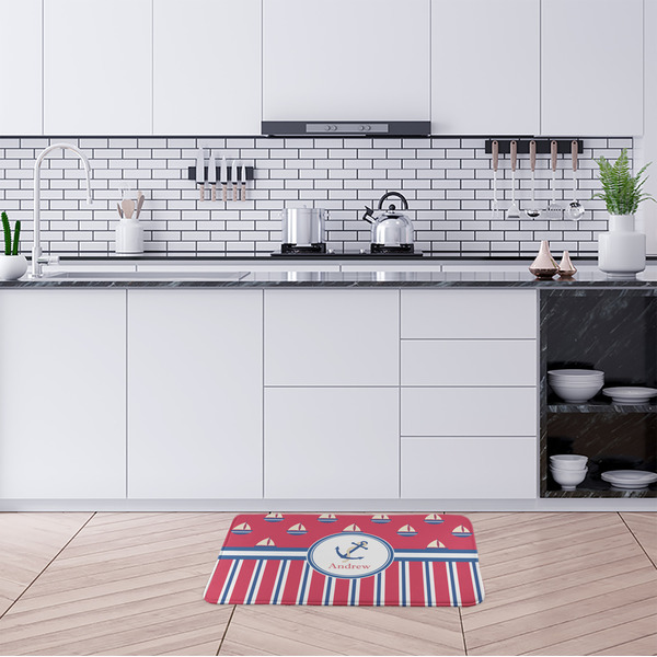 Sail Boats & Stripes Anti-Fatigue Kitchen Mats - LIFESTYLE