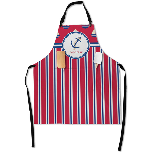 Custom Sail Boats & Stripes Apron With Pockets w/ Name or Text