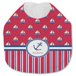 Sail Boats & Stripes Jersey Knit Baby Bib w/ Name or Text