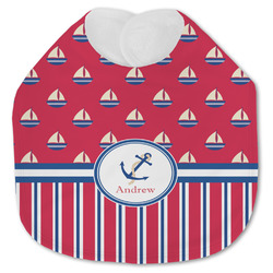 Sail Boats & Stripes Jersey Knit Baby Bib w/ Name or Text