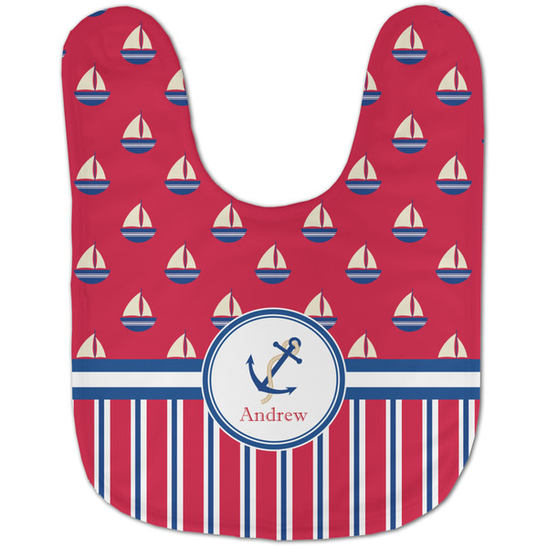 Sail Boats & Stripes Baby Bib - AFT flat