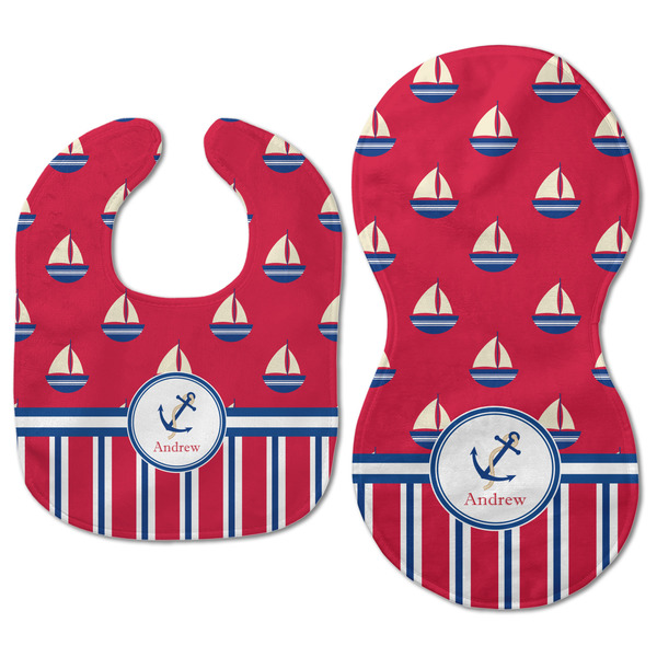 Sail Boats & Stripes Baby Bib & Burp Set - Approval (new bib & burp)