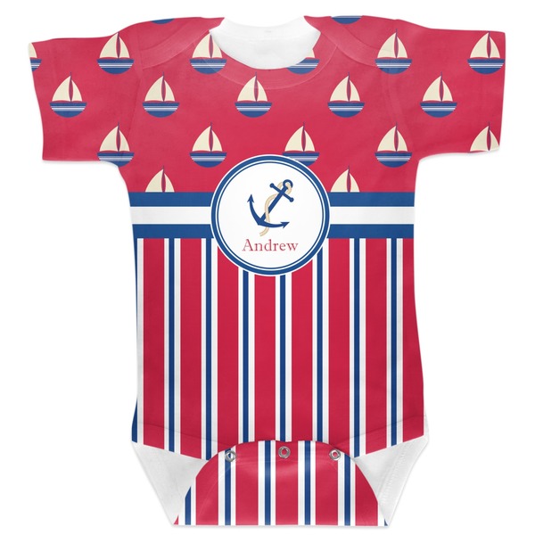 Custom Sail Boats & Stripes Baby Bodysuit 6-12 (Personalized)
